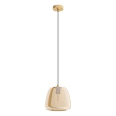 Albarino 1 Light Double Insulated E27 Adjustable Pendant Brushed Brass With Glass Vaporized