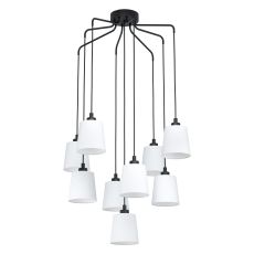 Bernabetta 9 Light Double Insulated E27 Black Adjustable Pendant With Fabric