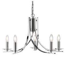 Ascona - 5 Light Ceiling, Chrome Twist Frame With Clear Glass Sconces