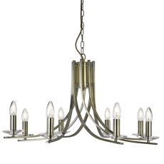 Ascona - 8 Light Ceiling, Antique Brass Twist Frame With Clear Glass Sconces
