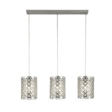 Tennesse 3 Light Bar Pendant, Chrome With Crystal Glass