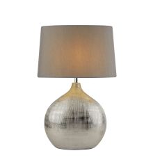Artisan 1 Light Chrome Table Lamp With Round Base, Grey Shade