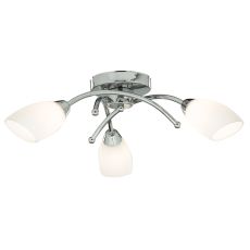 Bathroom - IP44 (G9 LED) 3 Light Chrome Flush With Opal Glass Shades