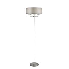 Searchlight 4789SS Knights Bridge 3 Light Floor Lamp Satin Silver With Silver Faux Silk Shade Finish