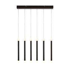 Wands 6 Light LED Integrated Bar Adjustable Pendant Black Metal With Acrylic