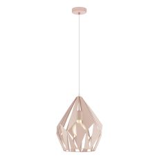 Carlton-P 1 Light E27 Apricot Adjustable Pendant With Cut Out Shade