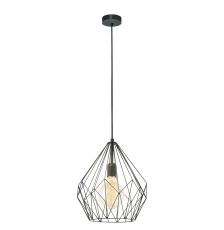 Carlton 1 Light E27 Black Adjustable Pendant With Black Suspension Cable