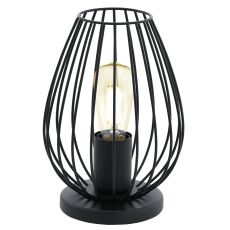 Newtown 1 Light E27 Black Table Lamp With Black Frame Shade With Inline Switch