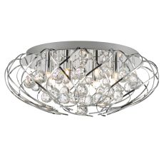 Riya 8 Light G9 Polished Chrome Flush Fitting With Round Crystal Balls