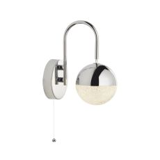 Searchlight 5081CC Marbles Single Wall Light With Pull Switch Polished Chrome With Crystal Sand Finish