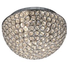 Chantilly - 3 Light Dome Ceiling Flush, Chrome With Clear Crystal Buttons Inserts - Diameter 25cm