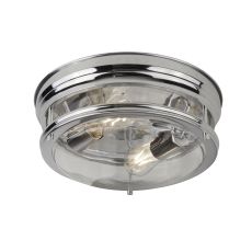 2 Light Flush Chrome With Clear Glass IP44