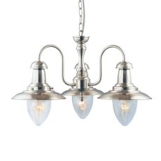 Fisherman - 3 Light Ceiling, Satin Silver With Seeded Glass Shades