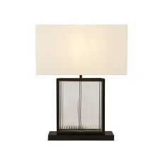 Clarendon 1 Light E27 Table Lamp Tempered Glass And Black With Velvet Shade
