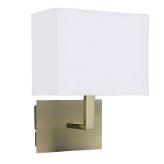 Wall Light Antique Brass - White Rectangular Shade