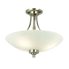 Endon WELLES-3SC Welles 3 Light Flush Satin Chrome Plate/White Finish