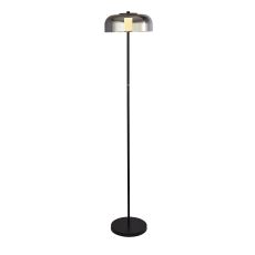 Single LED Floor Lamp Matt Black/Smoked Glass Finish