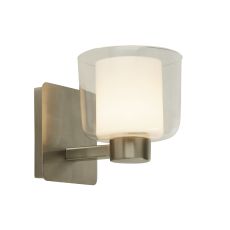 Single Wall Light Satin Nickel/Clear Glass/White Inner Finish