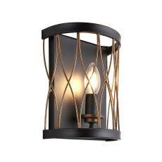 Hodei 1 Light E14 Black & Rustic Bronze Finished Metalwork Wall Light