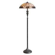 Botanica 2 Light E27 Dark Bronze Floor Lamp Pull Cord Lampholder Switch C/W Brontel Design Tiffany Shade