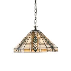 Lloyd 1 Light E27 Dark Bronze Medium Adjustable Pendant C/W Art Deco Tiffany Shade