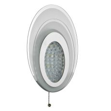 Wall Light LED Oval Layered Wall Bracket, Chrome, Frosted Glass