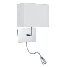 Wall Light Adjustable - 2 Light Wall Bracket racket, LED Flexi Arm, Chrome, White Shade