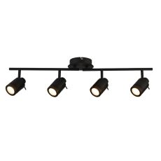 Samson 4 Light GU10 Black Bathroom IP44 Bar Adjustable Spotlight