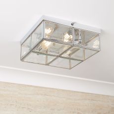 Flush - 2 Light Flush Box, Chrome With Clear Bevelled Glass Panels