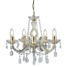Marie Therese - 5 Light Ceiling, Polished Brass, Clear Crystal Glass