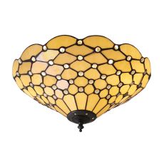 Pearl 2 Light E27 Medium Flush Fitting C/W Geometric Design Tiffany Shade