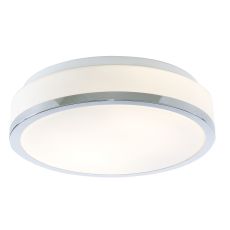 Discs - Bathroom - IP44 2 Light Flush, Opal White Glass Shade With Chrome Trim Diameter 28cm