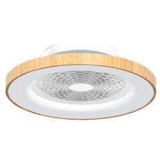 Tibet 70W LED Dimmable Ceiling Light With 35W DC Reversible Fan Remote, APP, Alexa & Google Voice, 3900lm, Wood Effect/White, 5yrs Wrnty