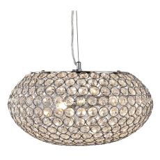 Chantilly Pendant - 3 Light Ceiling Pendant, Chrome With Clear Crystal Buttons Inserts