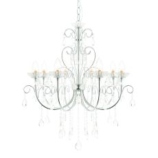Gowanha 8 Light G9 Polished Chrome IP44 Adjustable Bathroom Pendant Chandelier With Clear Faceted Crystals
