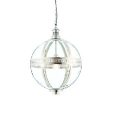Vienna 1 Light E27 Bright Nickel Spherical Adjustable Ceiling Pendant With Clear Glass