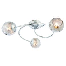 Aerith 3 Light G9 Polished Chrome Semi Flush Ceiling Light With Smoked Mirror Glass With Internal Wire Mesh