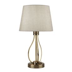 Vegas LED Table Light, Antique Brass With Oatmeal Shade