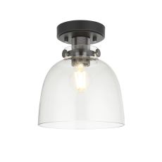 Ribera 1 Light E27 Black Chrome Semi Flush Ceiling Light With Smoked Grey Tinted Glass Shades