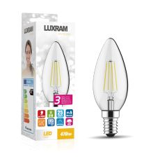 (Pack Of 5) Value Classic LED Candle E14 Dimmable 4W 4000K Natural White, 470lm, Clear Finish, 3yrs Warranty