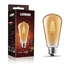 (Pack Of 3) Value Vintage LED Rustica Tradition Tip/M ST64 E27 4W 2200K, 330lm, Gold Glass