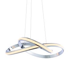 Aria 1 Light 35W 1750lm LED Integrated Polished Chrome Adjustable Pendant Ceiling Light With White Diffuser