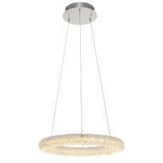 Neve 1 Light 24W 1800lm LED Integrated Chrome Round Adjustable Pendant With Over 2000 Faceted Crystals