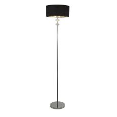 New Milas 1 Light Chrome Floor Lamp With Black Shade & Silver Inner