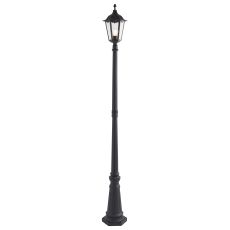 Burfold 1 Light E27 Matt Black Die Cast IP44 Outdoor Lamp Post Light With Clear Glass Panels