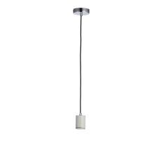 Otto 1 Light E27 White/Grey Polished Marble Adjustable Pendant With Black Fabric Cable