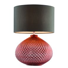 Livia 1 Light E27 Copper 'Mercury' Glass Base Table Lamp C/W Vintage Grey Faux Silk Shade