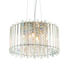Hanna 5 Light G9 Polished Chrome Adjustable Pendant Fitting Filled With Faceted Glass Droplets & K5 Reflective Clear Crystals