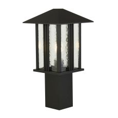 Venice 1 Light Outdoor IP44 450mm Post Light In Black With Water Effect Glass