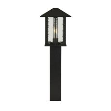 Venice 1 Light Outdoor IP44 740mm Post Light In Black With Water Effect Glass